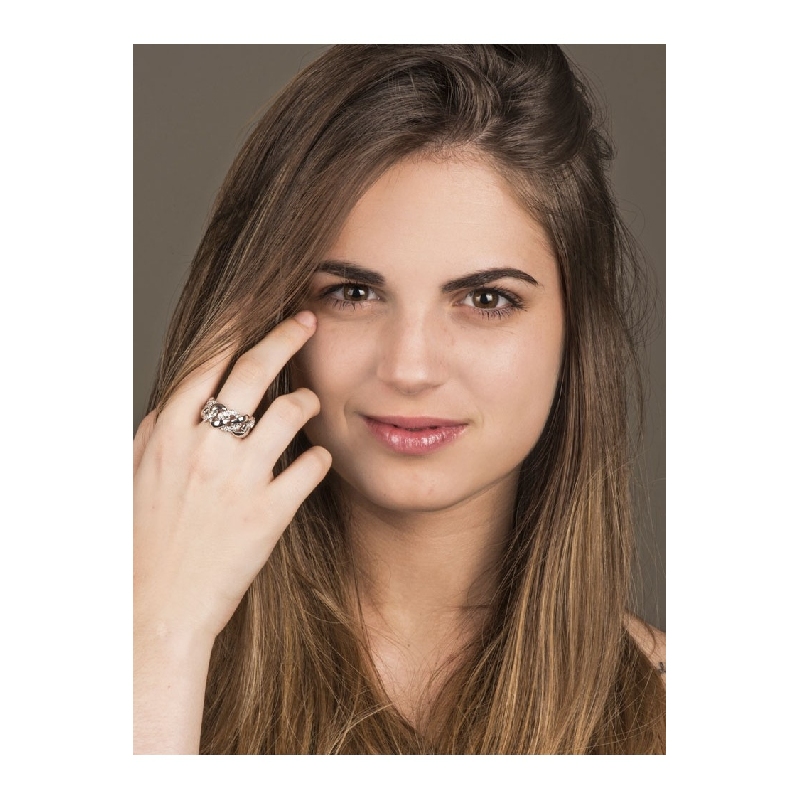 Groumette ring with diamonds in white gold 18k