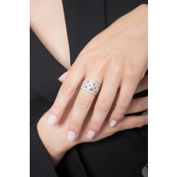 Band ring with diamonds in white gold 18k  2