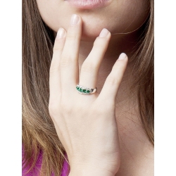 White gold 18k ring with central emeralds and diamonds  2