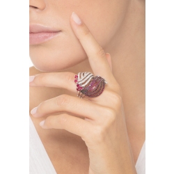 Band ring with rubies on burnished tips and diamonds  2