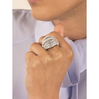 Band ring in white gold 18k with diamonds 