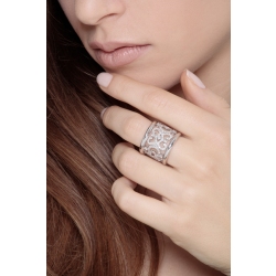 Embroided band ring in white gold 18k with diamonds  2