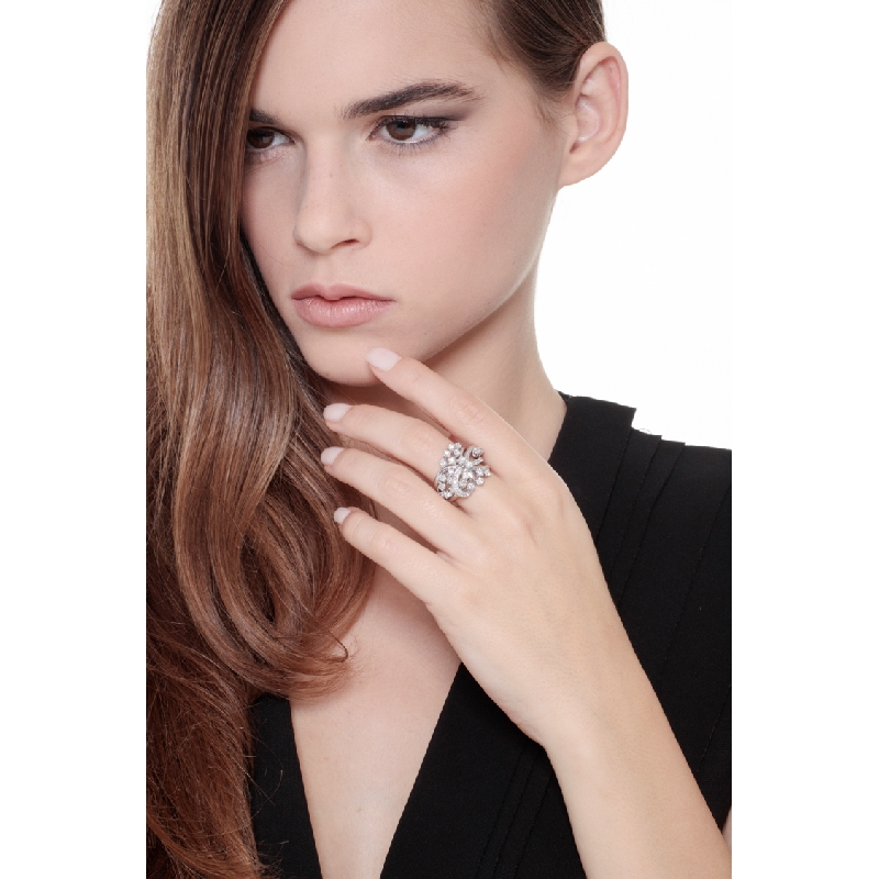 Big band ring in white gold 18k with diamonds 