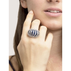 White gold 18k ring with diamonds and blue sapphires  2