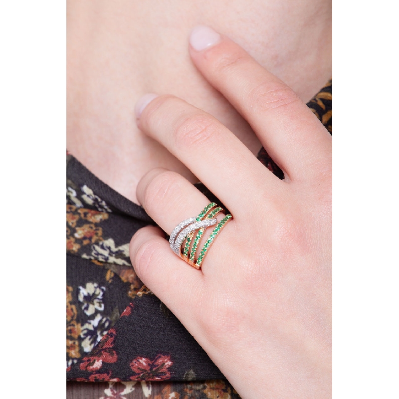 18k rosé and white gold with emeralds and diamonds 