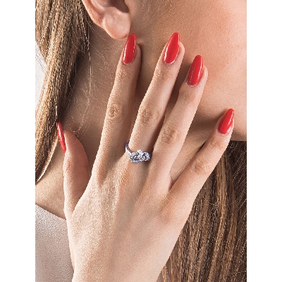 Knot ring with diamonds in white gold 18k 