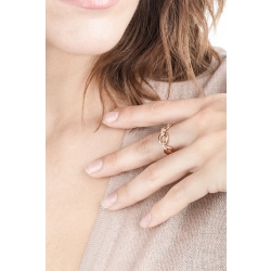 Rosé gold 18k rigid mesh ring with diamonds  2