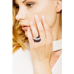 Band ring in rosé and white gold 18k with blue sapphires and diamonds  2