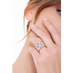 Band ring in white and rosé gold 18k with diamonds  2