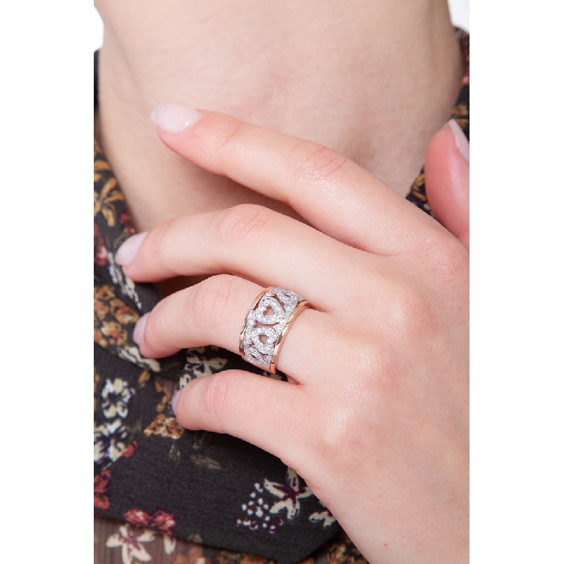 18k white and rosé gold with diamonds hearts