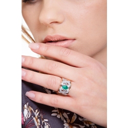 Rosé and white gold 18k with emerald and diamonds  2