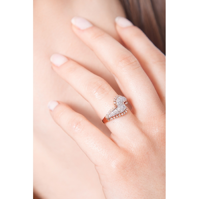 Rosé and white gold 18k ring with diamonds