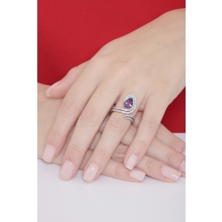 White gold 18k ring with amethyst pear cut and diamonds  2