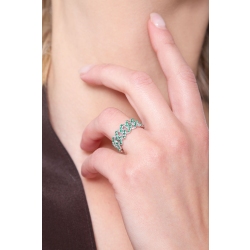 18k white gold cuban link ring with emeralds  2