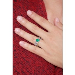 18k white and yellow gold ring with emerald and diamonds  2