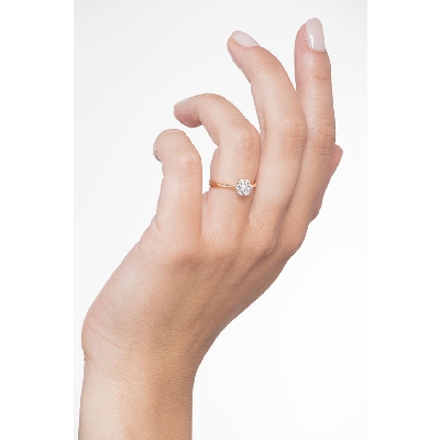 Anello illusione fiore in oro bianco e giallo 18k con diamanti