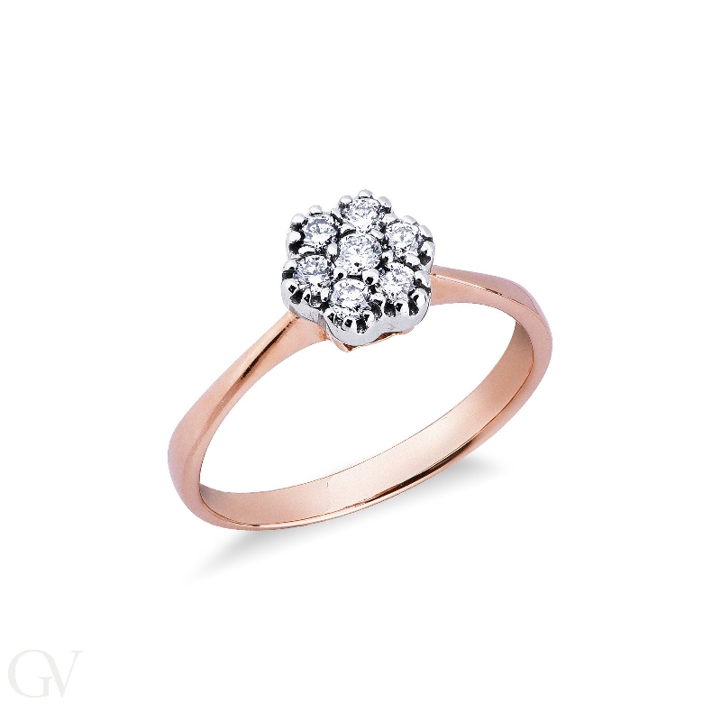 18k white and rosé gold ring with diamonds 