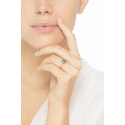 Rosé and white gold 18k with emeralds and diamonds flower