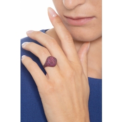 Rosé gold 18k pinky ring chevalier with rubies pavé 2