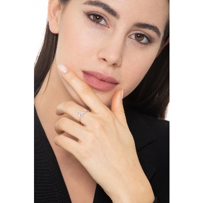 Love ring in white gold 18k with diamonds 