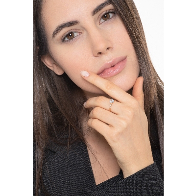 Rosé gold 18k ring with aquamarine and diamonds 