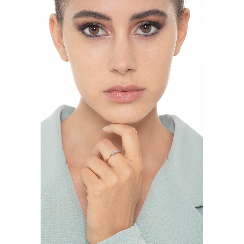 18k rosé and white gold ring with diamonds 