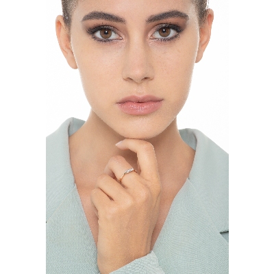 18k rosé and white gold ring with diamonds 