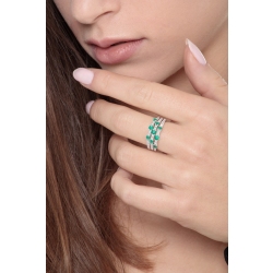 White gold 18k band ring with diamonds and emeralds  2