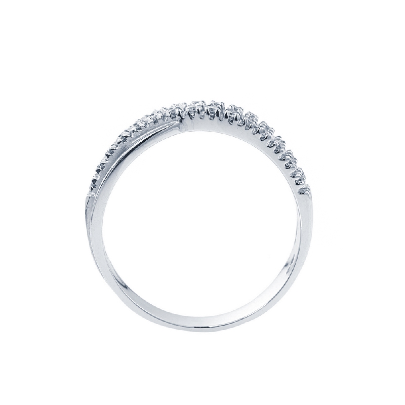 18k white gold crossover diamonds band ring 