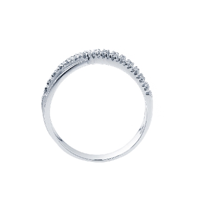 18k white gold crossover diamonds band ring 