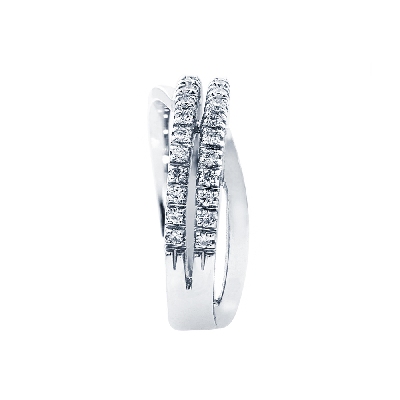 18k white gold crossover diamonds band ring 