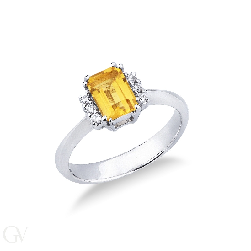 Ring in white gold 18k with citrine