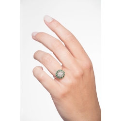White gold 18k ring with halo emeralds and diamonds  2