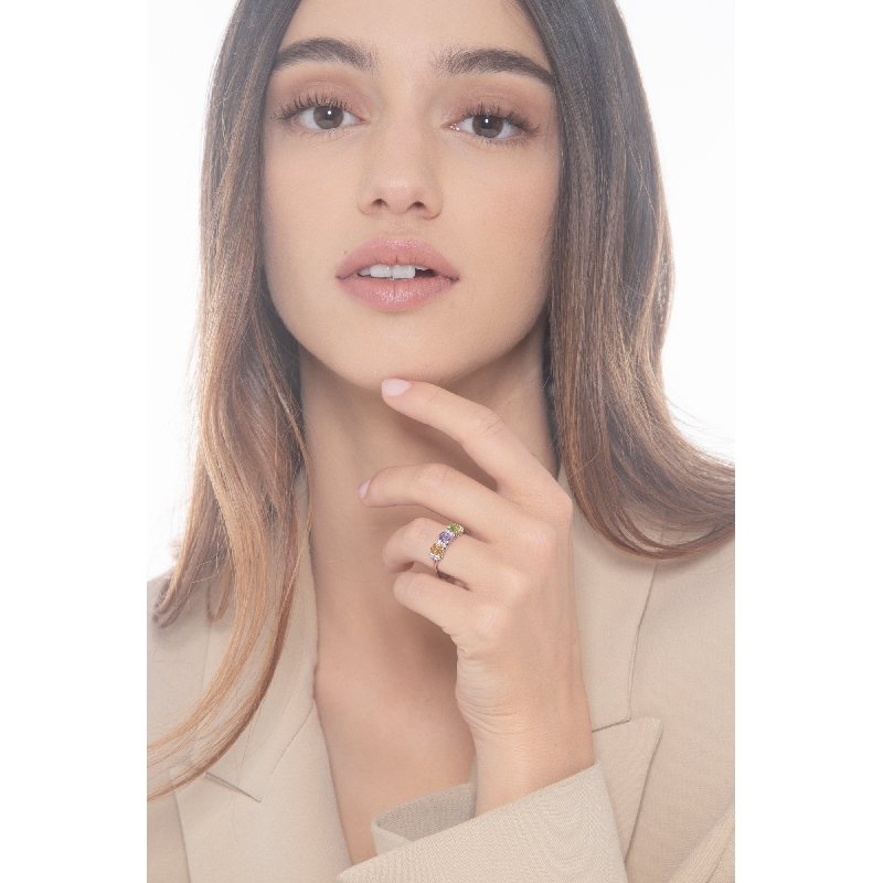 Anello con Ametista e Pietre Colorate Rainbow