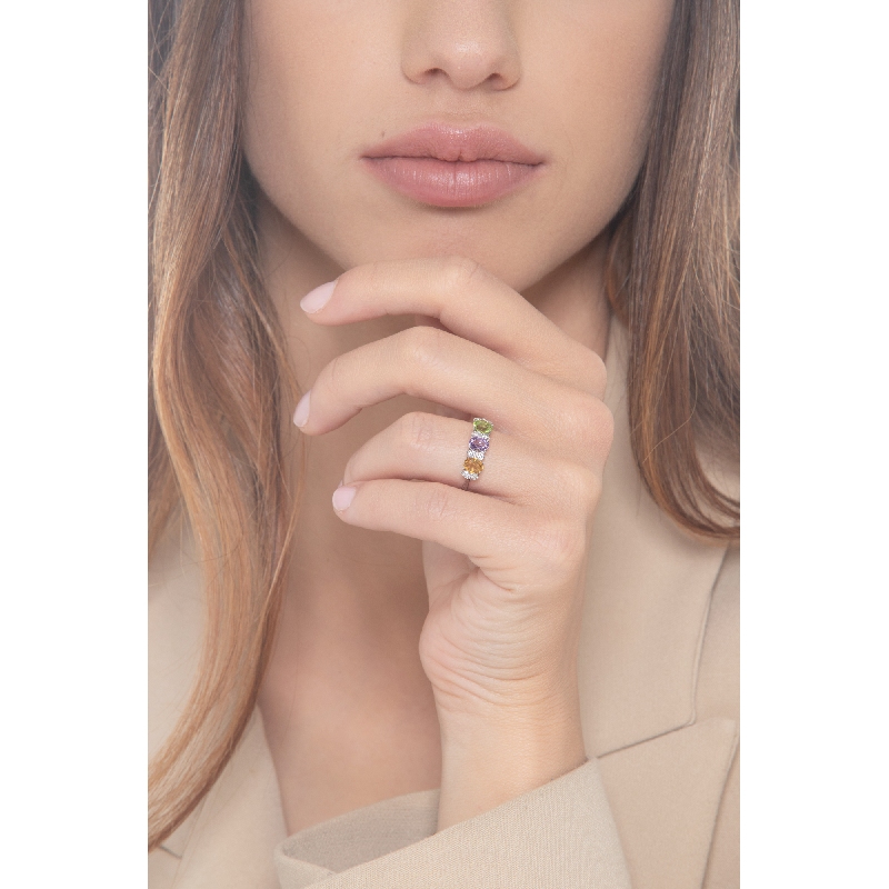 Anello con Ametista e Pietre Colorate Rainbow