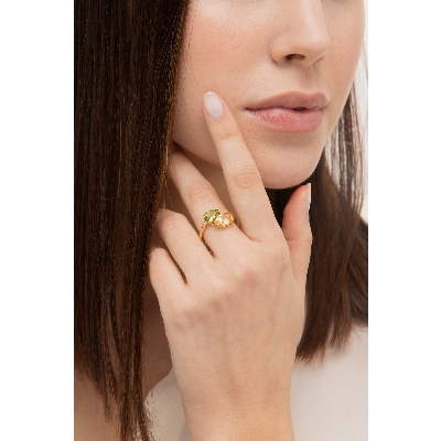 Peridot and citrine ring in 18k yellow gold