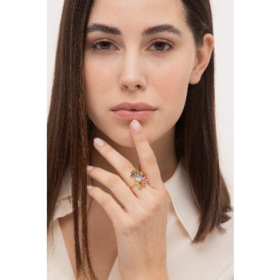 Anello in Oro con Pietre Colorate Rainbow