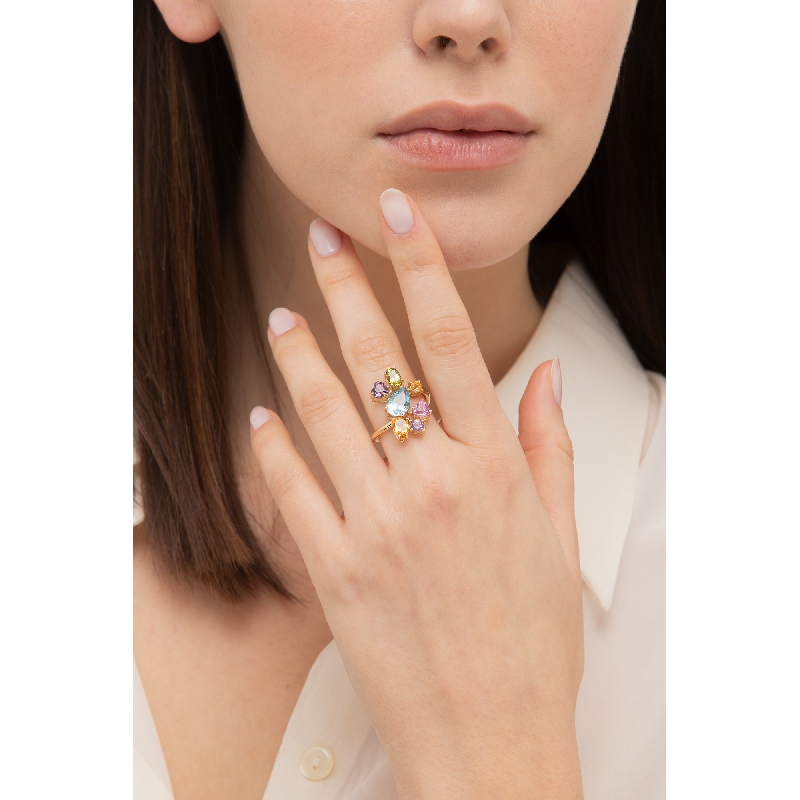 Anello in Oro con Pietre Colorate Rainbow