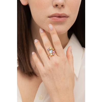 Anello in Oro con Pietre Colorate Rainbow