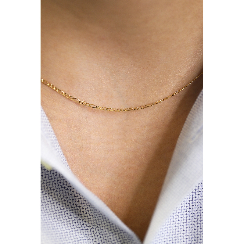 Small figaro necklace in 18k yellow gold