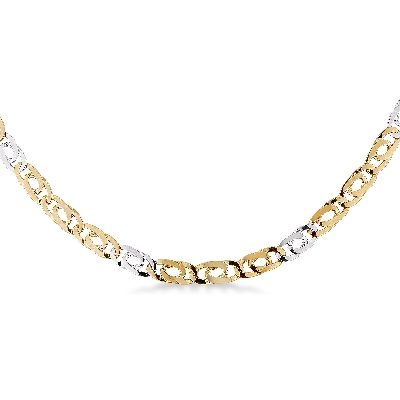 Collana in oro bianco e giallo 18k, cm 50