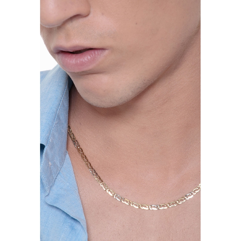 Collana in oro bianco e giallo 18k, cm 50