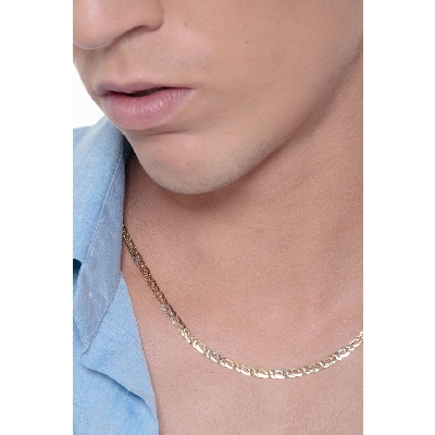 Collana in oro bianco e giallo 18k, cm 50