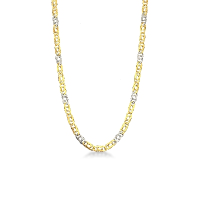 Collana in oro bianco e giallo 18k, cm 50