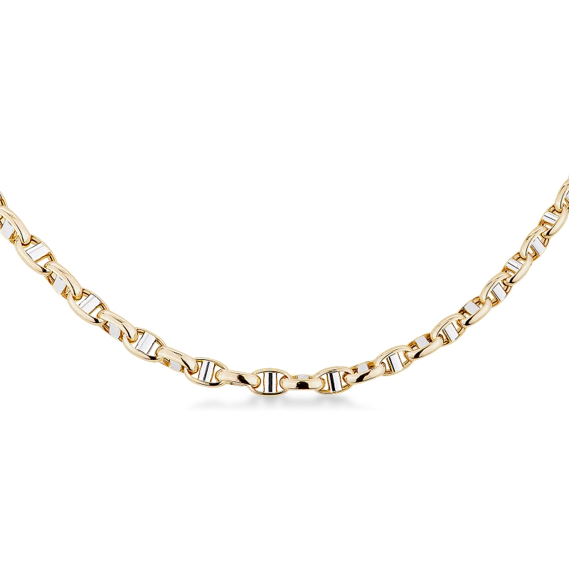 Collana in oro giallo e bianco 18k, 50 cm