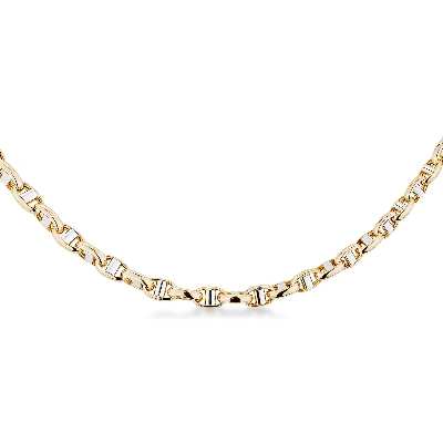 Collana in oro giallo e bianco 18k, 50 cm