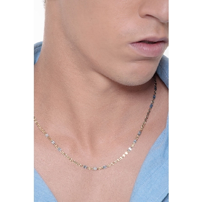 Collana in oro giallo e bianco 18k, 50 cm