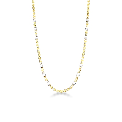 Collana in oro giallo e bianco 18k, 50 cm