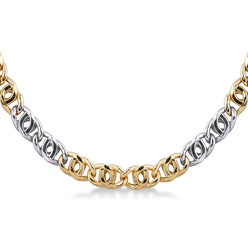 Chain in 18k yellow and white gold , 50 cm