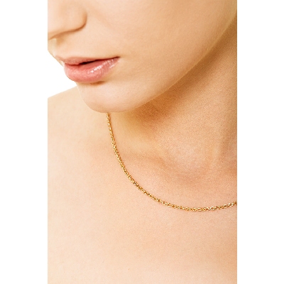 18k yellow gold cable chain , 45 cm